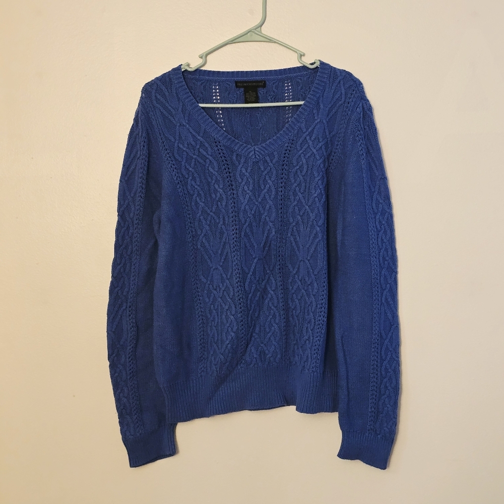 Preswick & Moore Women's XL Royal Blue Cable Knit Sweater
